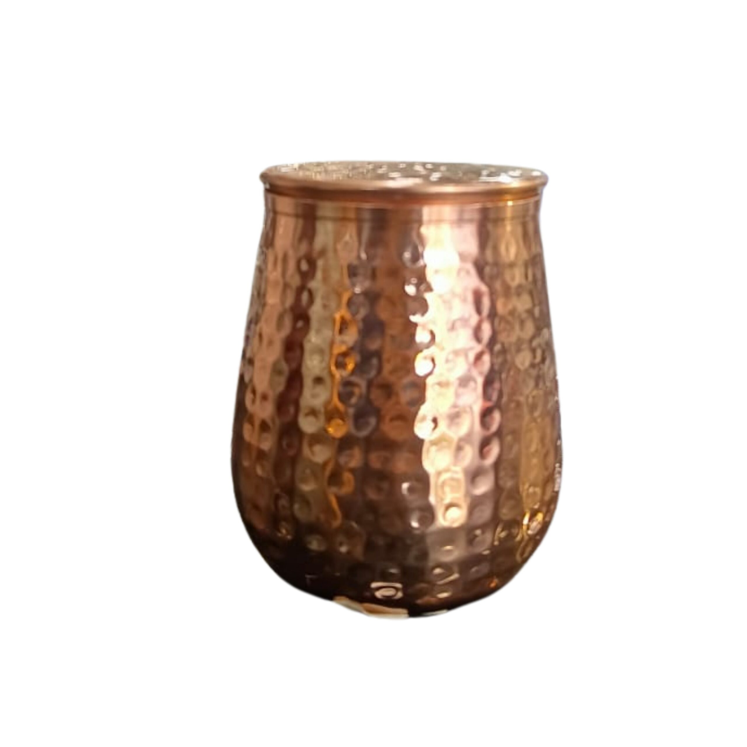 Attro Hammered Copper Jal Glass with Lid