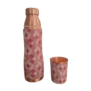 Pipal Dew Copper Water Bottle with Matching Glass