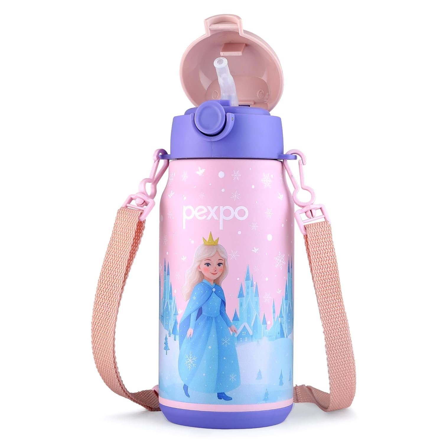 Pexpo Poggo Frozen Doll Uv Printed Design Bottle (Pink) 450Ml