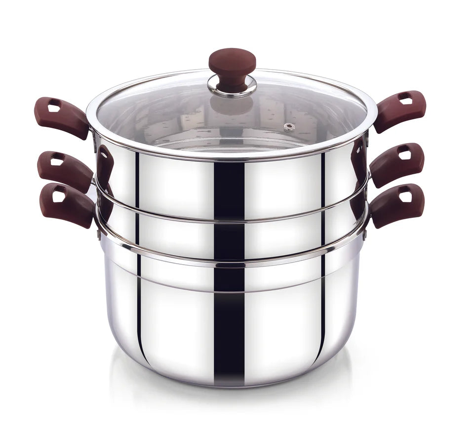 LIME Stainless Steel All In One Multi Cooker/16 Idly maker/Rice strainer/Pasta maker/steamer
