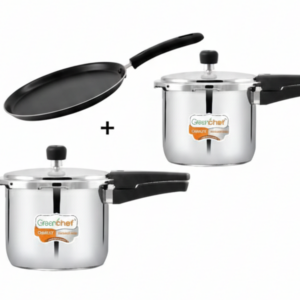 Greenchef Special Flat Tawa+Compact Prime Stainless Steel Cooker Combo