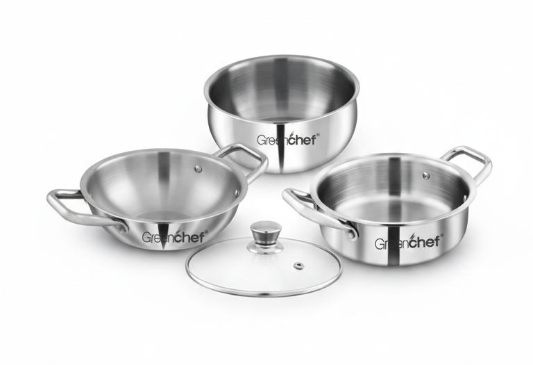 Greenchef Trion Tri-Ply Cookware Combo (3 Pc Set)