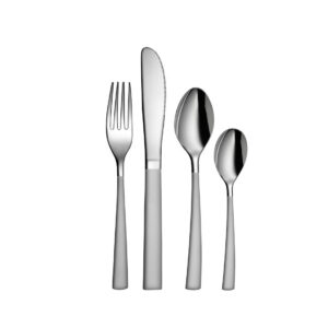 Stainless Steel 24 PCS Cutlery Set (6 Pcs Tea Spoon, 6 Pcs Dessert Spoon, 6 Pcs Dessert Fork and 6 Pcs Dessert Knife) with Leather Box GSW Plain