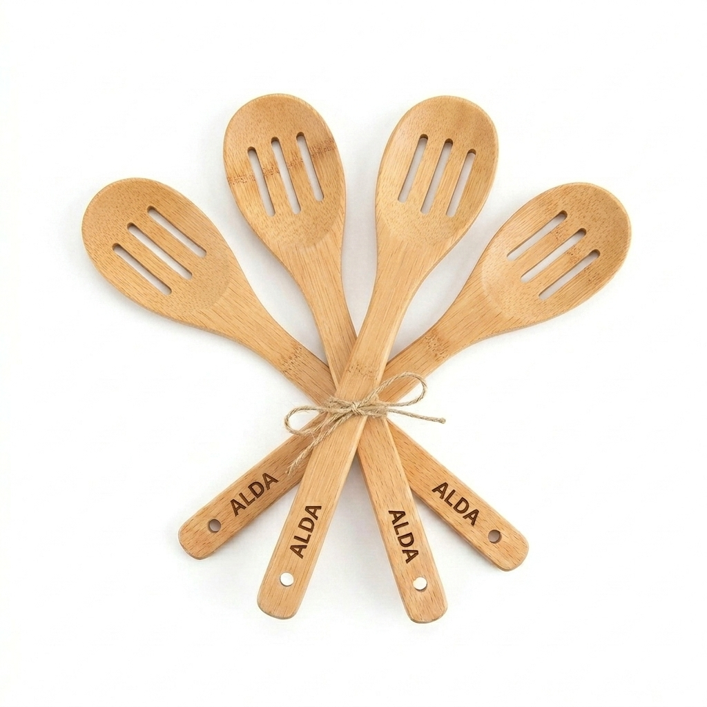 Alda Kitchen Tools Bamboo Slotted Spoon(Set Of 4)