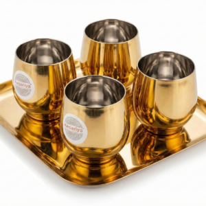 KESARIYA SS GOLD PVD GLASS WITH TRAY