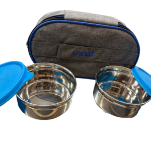 uninox Lunch Lock Duo Stainless Steel Lunch Box Set of 2 (300 ml Each) with Insulated Fabric Bag | Leak-Proof & Durable Containers for Office, School, Travel | Compact, BPA-Free,