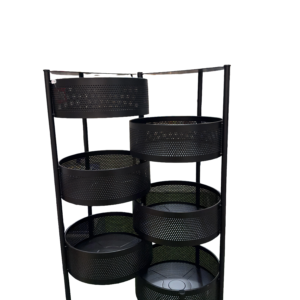 LIME Butterfly Metal 4 Layer Round Kitchen Rotating Trolley Portable Space Saving Storage Rack for Fruits & Vegetable Onion Cutlery,