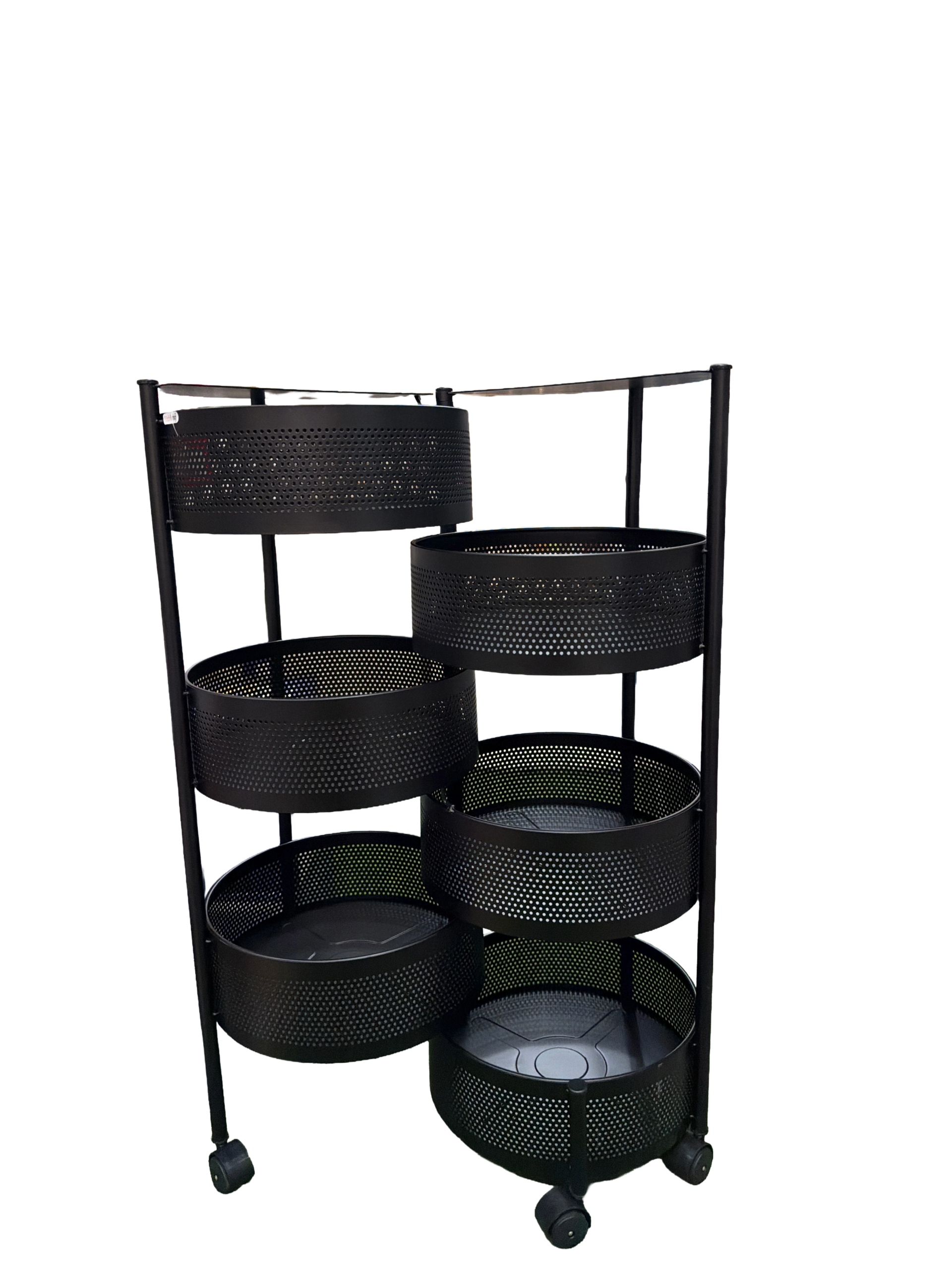 LIME Butterfly Metal 4 Layer Round Kitchen Rotating Trolley Portable Space Saving Storage Rack for Fruits & Vegetable Onion Cutlery,
