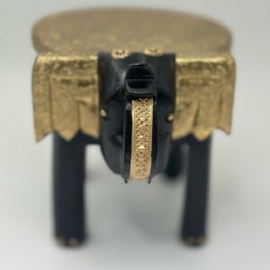 Lime Wooden Elephant Table Cum Stool/Handcrafted with Brass Inlay (Brown Colour) Bajot