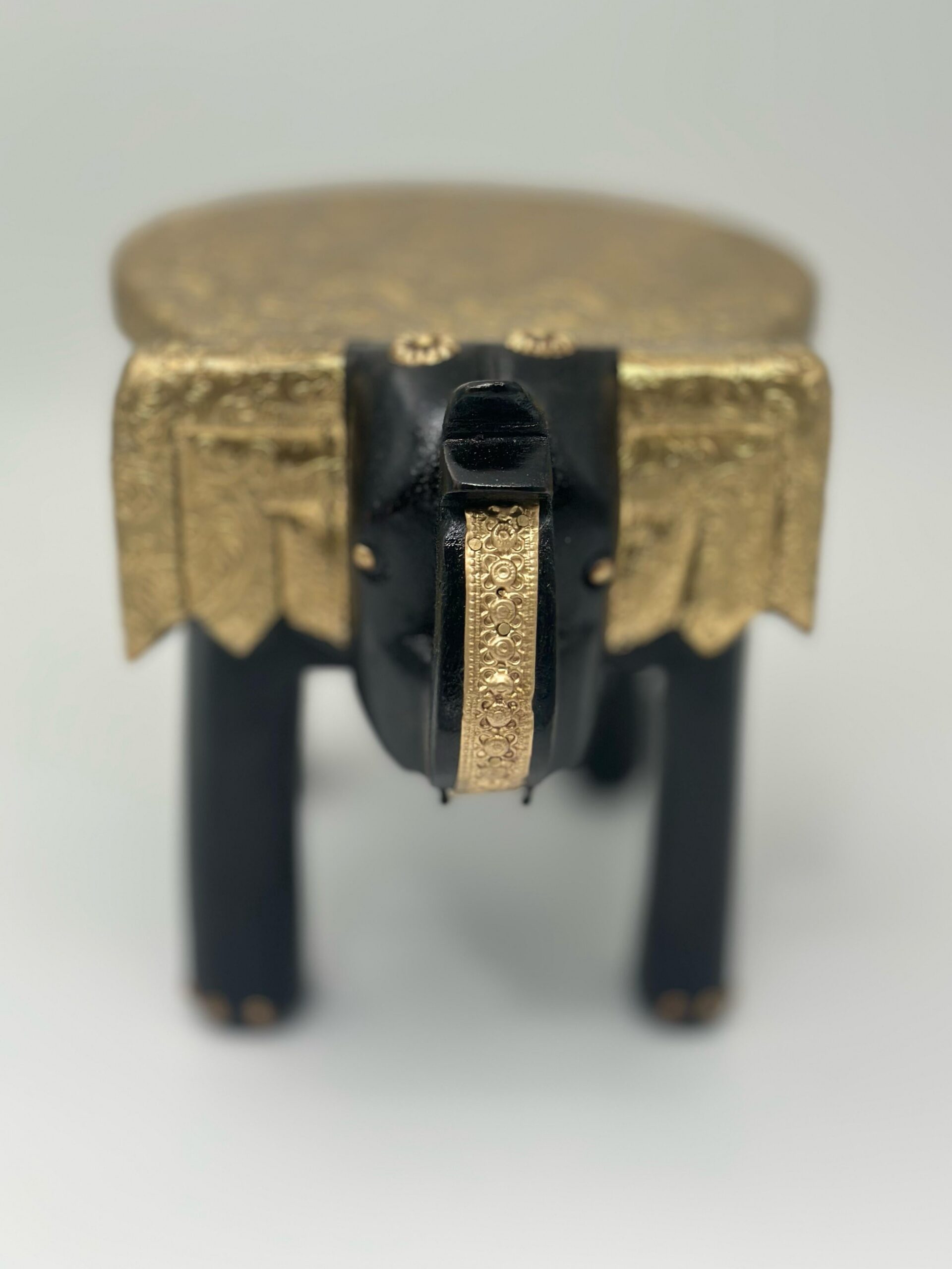 Lime Wooden Elephant Table Cum Stool/Handcrafted with Brass Inlay (Brown Colour) Bajot