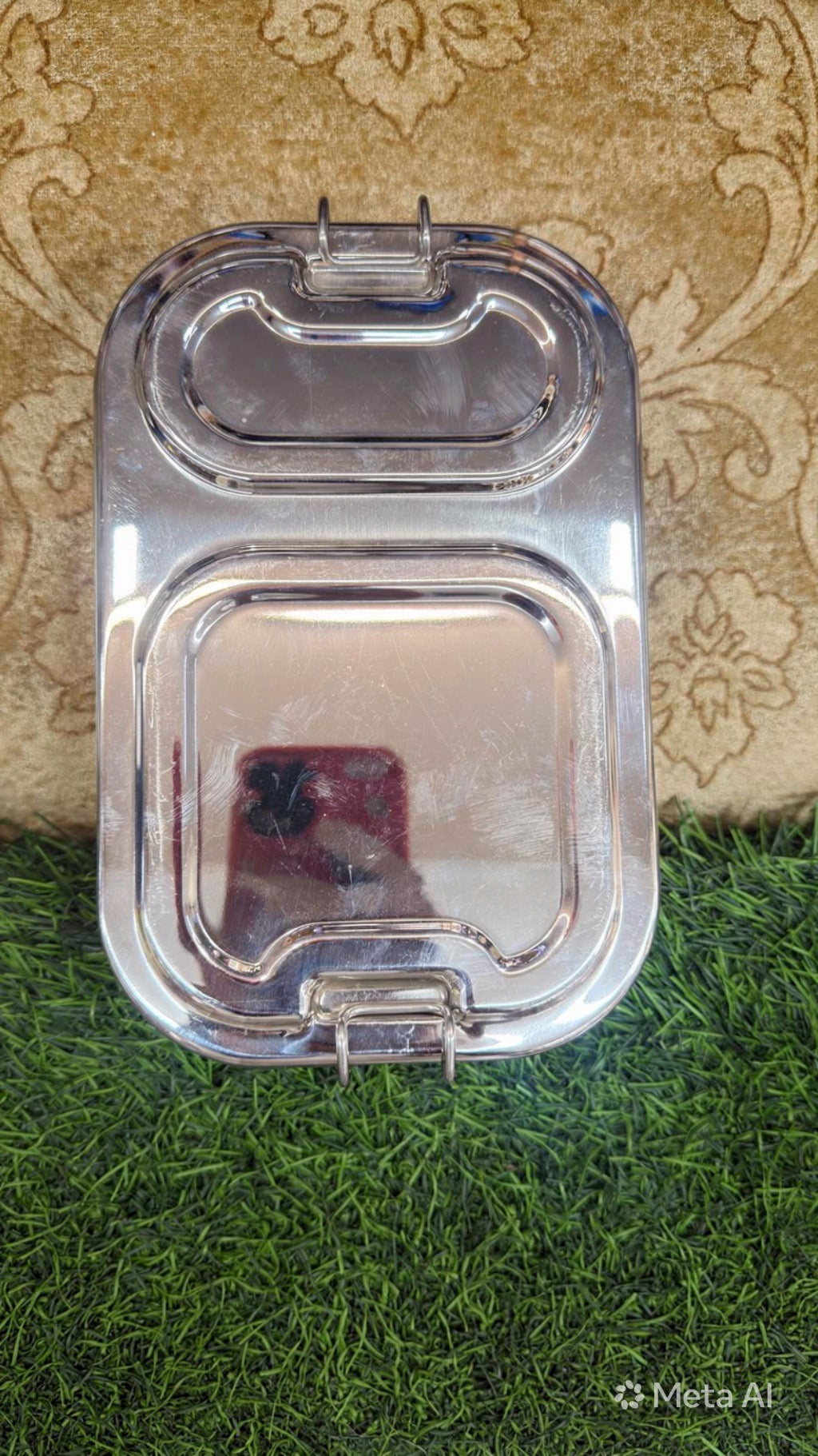 Lime SS 304 Stainless Steel Bento Box – 2 Compartments, Clip Lock