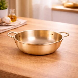 Lime (Kansa)Bronze Kadai with Handle