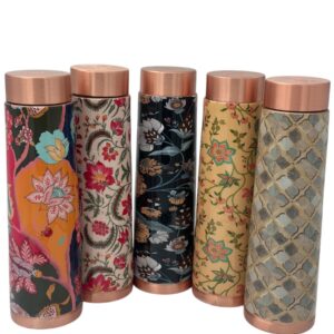 SATVEDA 1000ml Designer Joint-less Copper Water Bottle Certified