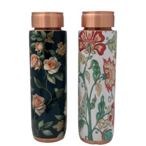 AANANDA 550ml Designer Joint-less Copper Water Bottle Certified