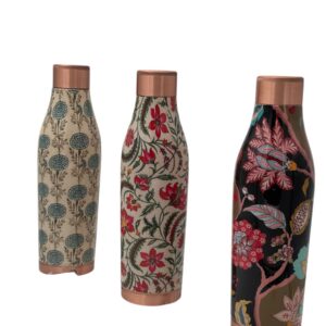 AMULYA 1000ml Designer Joint-less Copper Water Bottle Certified