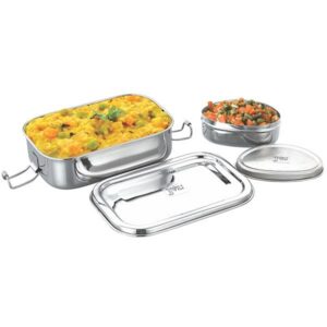 Jvl Rectangular Lunch Box With Steel Container Big Sr3-C