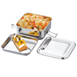 Jvl Square Lunch Box With Steel Plate Small Ss1