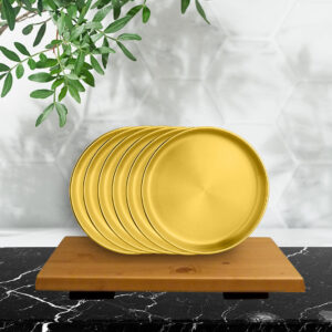 Stainless Steel 6 PCS Double Wall Side Plate with Gold PVD Coating Nikki