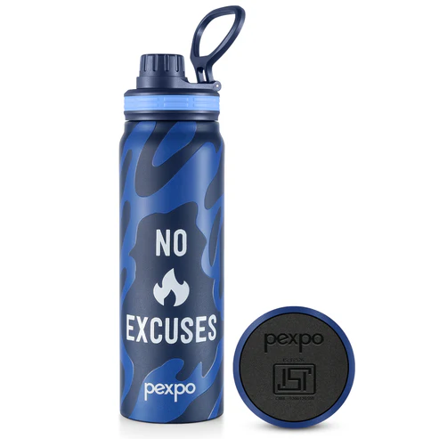 Pexpo Austin Art No Excuses Uv Printed Design Bottle (Denim Blue) 800Ml