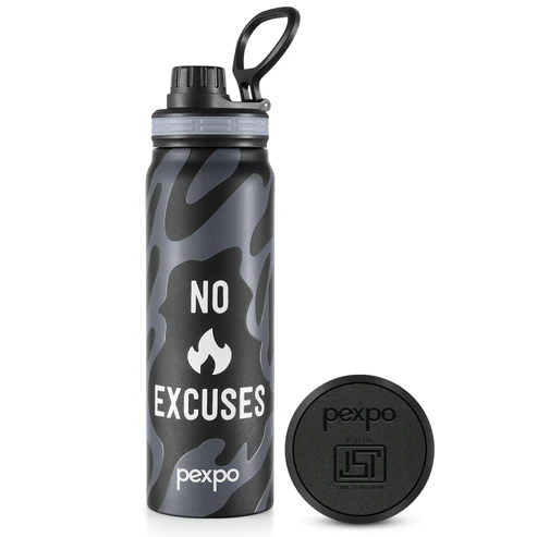 Pexpo Austin Art No Excuses Uv Printed Design Bottle (Knight Black) 800Ml