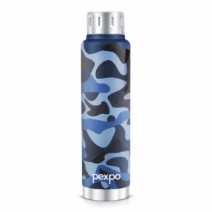 Pexpo Cameo Art Camouflage Uv Printed Design Bottle (Blue) 500Ml