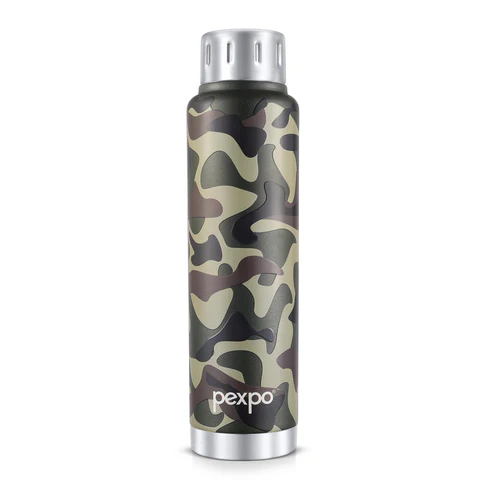 Pexpo Cameo Art Camouflage Uv Printed Design Bottle (Green) 500Ml