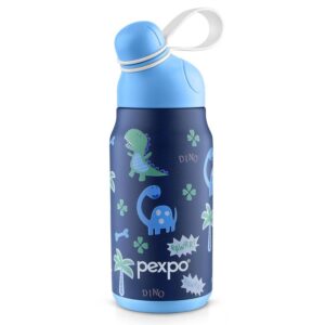 Pexpo Piano Art Dinosaur Uv Printed Design Bottle (Denim Blue) 450Ml