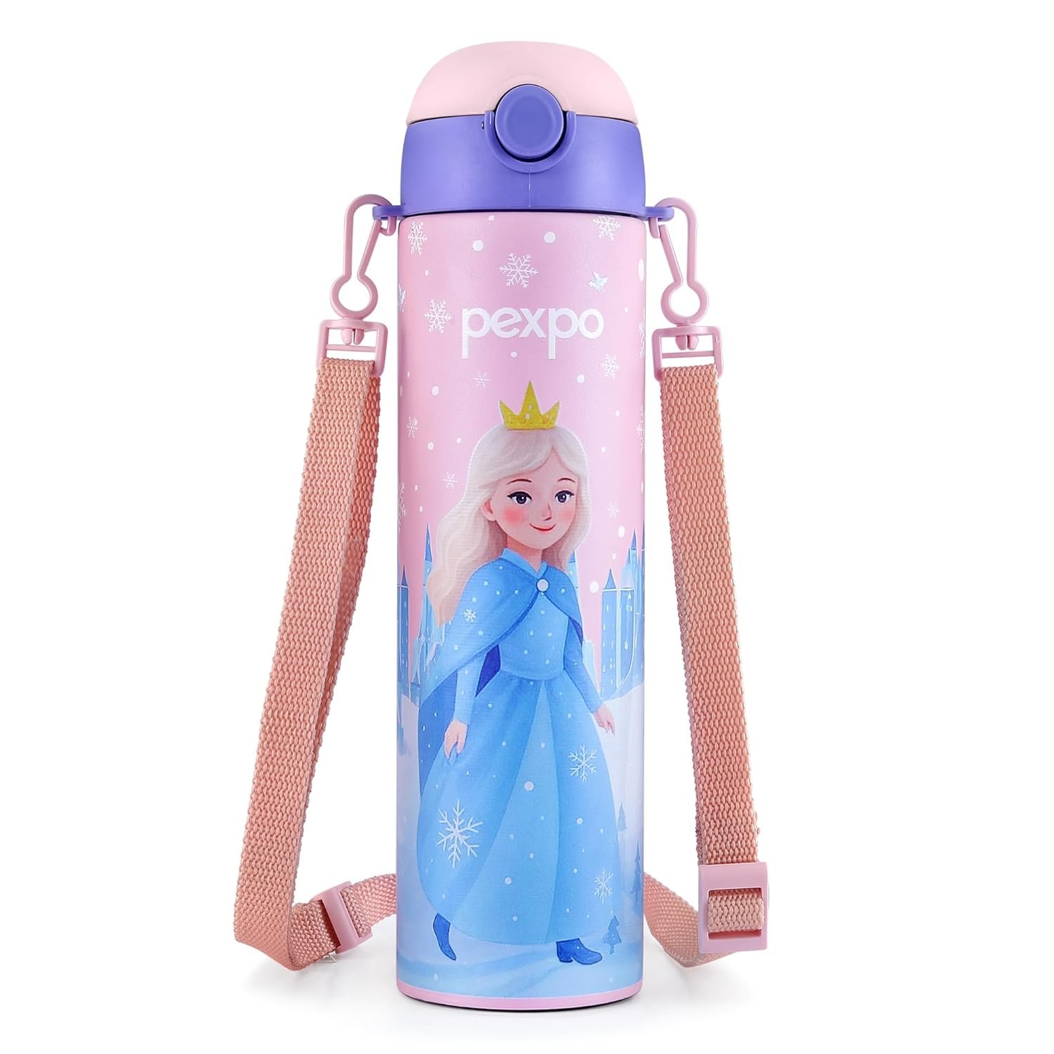 Pexpo Pixy Frozen Doll Uv Printed Design Bottle (Pink) 500Ml