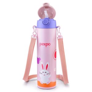 Pexpo Pixy Rabbit Uv Printed Design Bottle (Baby Pink) 500Ml