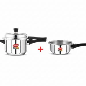 Pigeon Inox Pressure Cooker Combo – 3.5 LTR+5 LTR (Outer Lid, Induction Base)