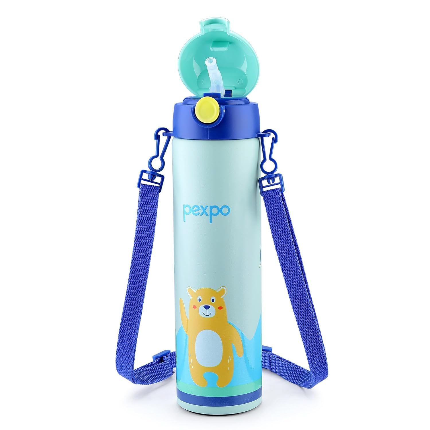 Pexpo Pixy Bear Uv Printed Design Bottle (Sea Green) 500Ml