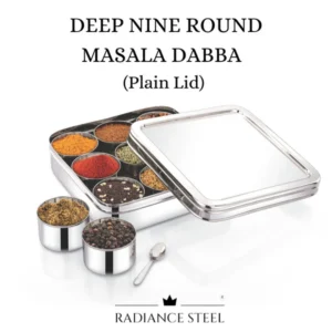 Radiance Nine Round Masala Box Plain Lid