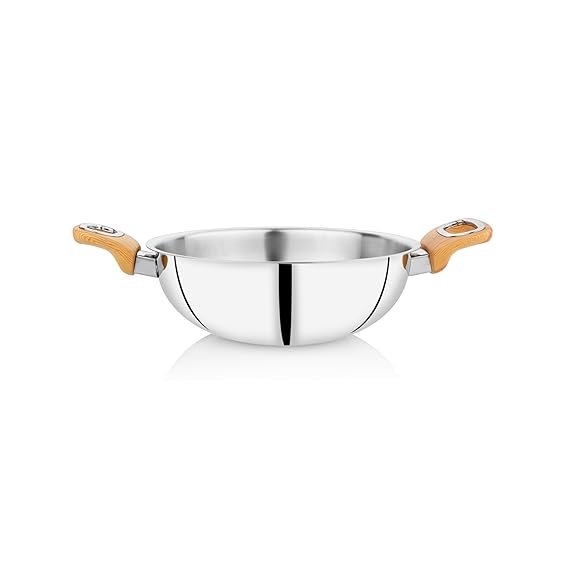 KESARIYA 19.5 CM/ 1 LTR THICKPLY KADHAI WOODEN HANDLE