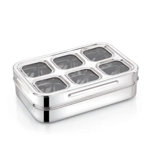 KESARIYA SS RECTANGLE SPICE BOX C THRU