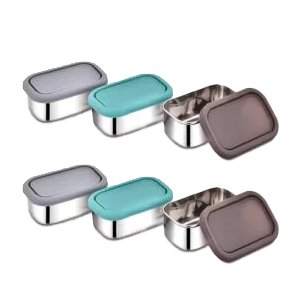 Radiance Rectangle Airtight Snack Box With Silicone Lid 150Ml(Set Of 2)
