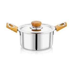 KESARIYA SS THICKPLY CASSEROLE WOODEN HANDLE W/L 900ML
