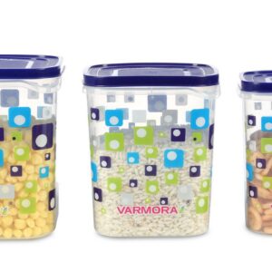 Varmora Glory Square Eclipse Container Set Of 3 (5, 7, 10 LTR) (Blue)