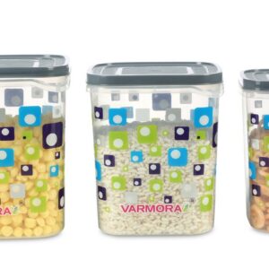 Varmora Glory Square Eclipse Container Set Of 3 (5, 7, 10 LTR) (Grey)