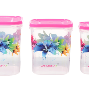 Varmora Glory Square Flower Container 5, 7,10Ltr Pink (Set Of 3)