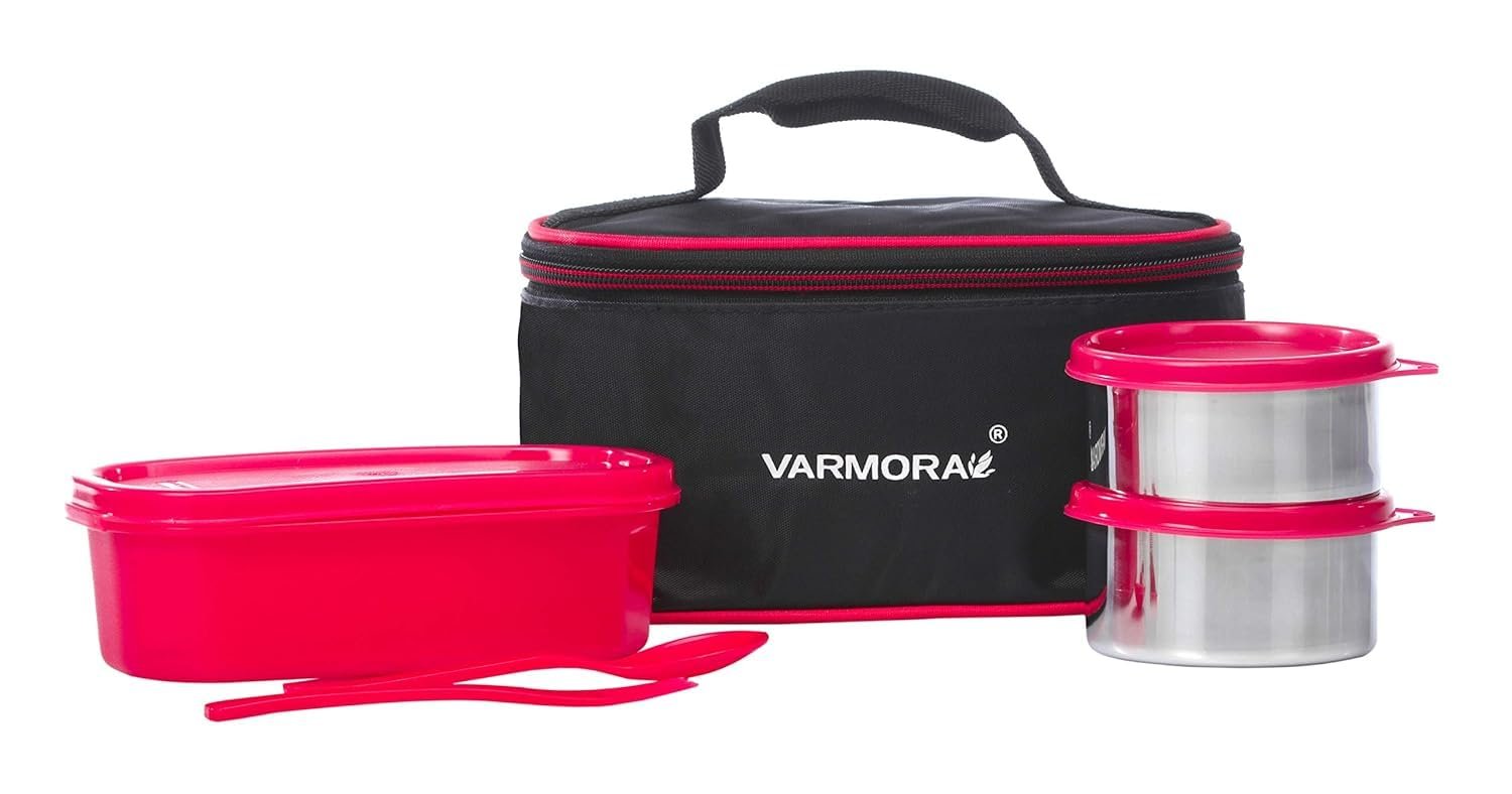 Varmora SS Duo Lunch 3 Pc Set (Red)