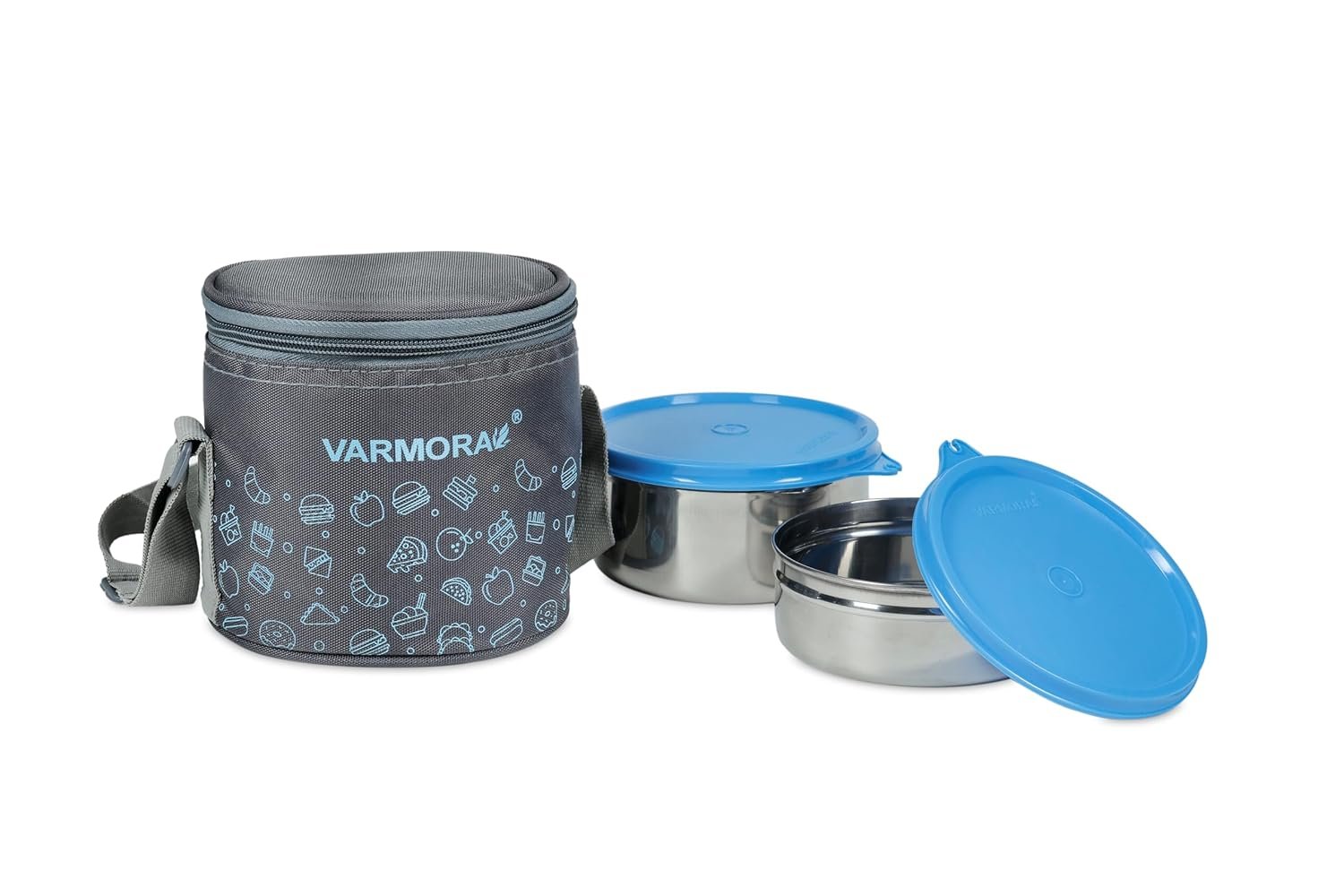 Varmora SS Executive Printed Lunch 2 Pc Set (Blue)