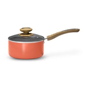 Vaya Hautechef-Ptfe Saucepan Coral Crush-Wood Finish Handle