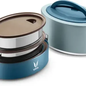 Vaya Tyffynlyte With Polished Stainless Steel Containers 600Ml (Blue)