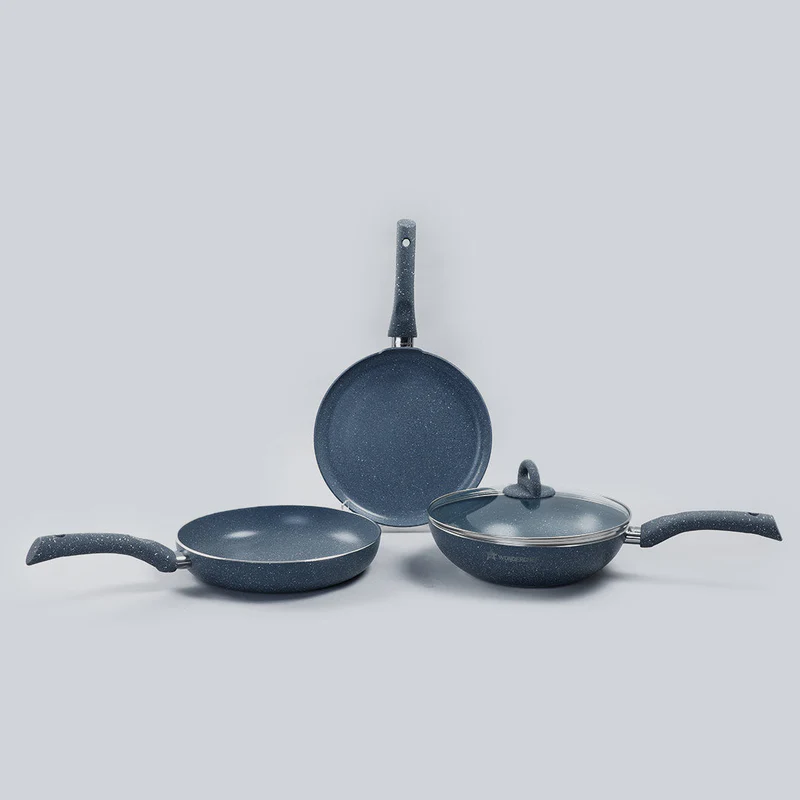 Wonderchef Combi-Granite So4 Dosa Tawa+Frypan W/Lid+Wok