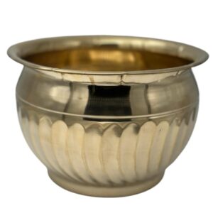 LIME Brass Planters for Indoor Plants - Antiqued Brass Vase Metal Planters for Living Room - Golden Pots for Indoor Plants - Design with Curved Base Accent Home Decorative