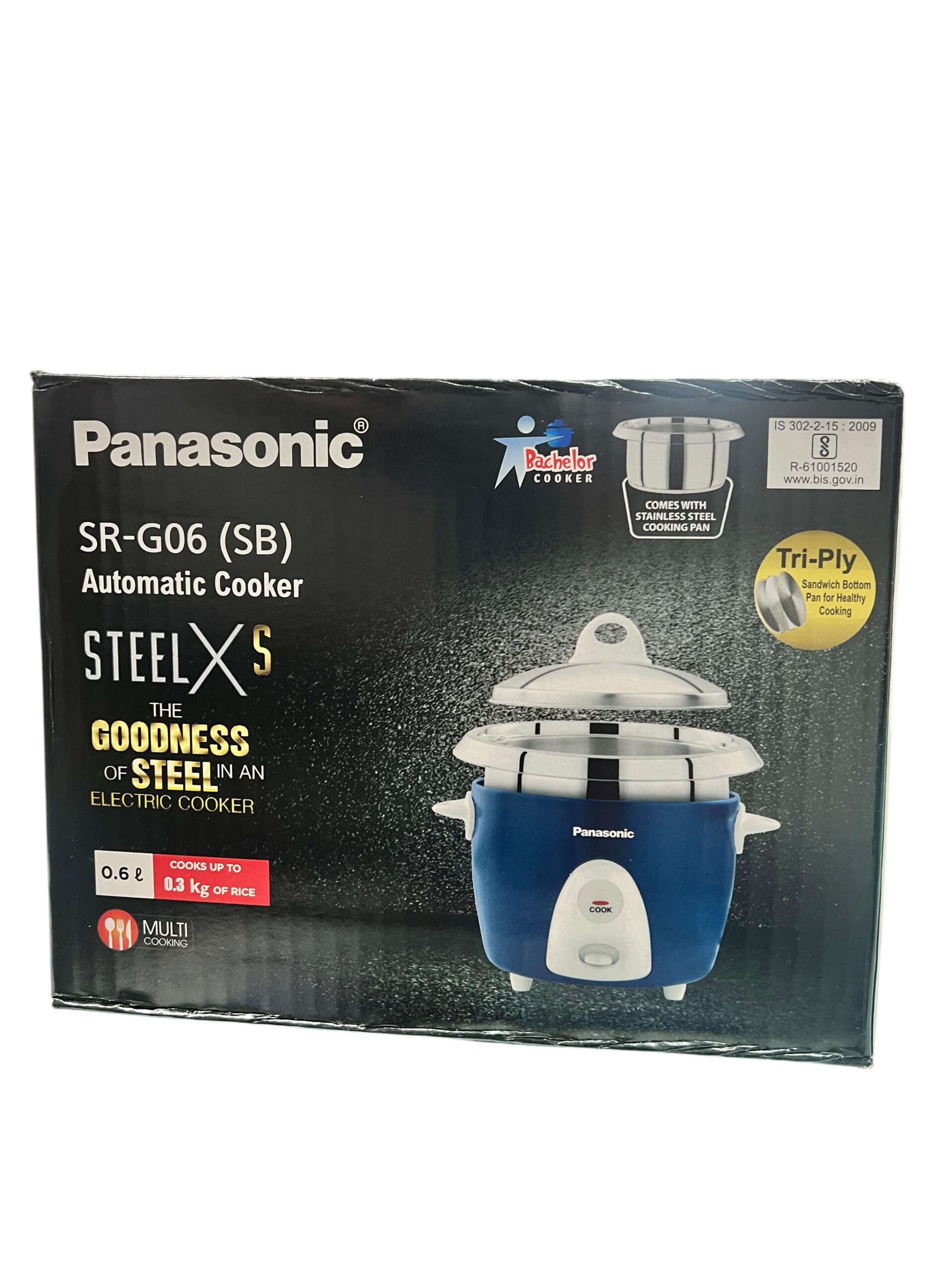 Panasonic SR-G06 (SB) Automatic Rice Cooker - 0.6L Capacity with Steel Cooking Pan