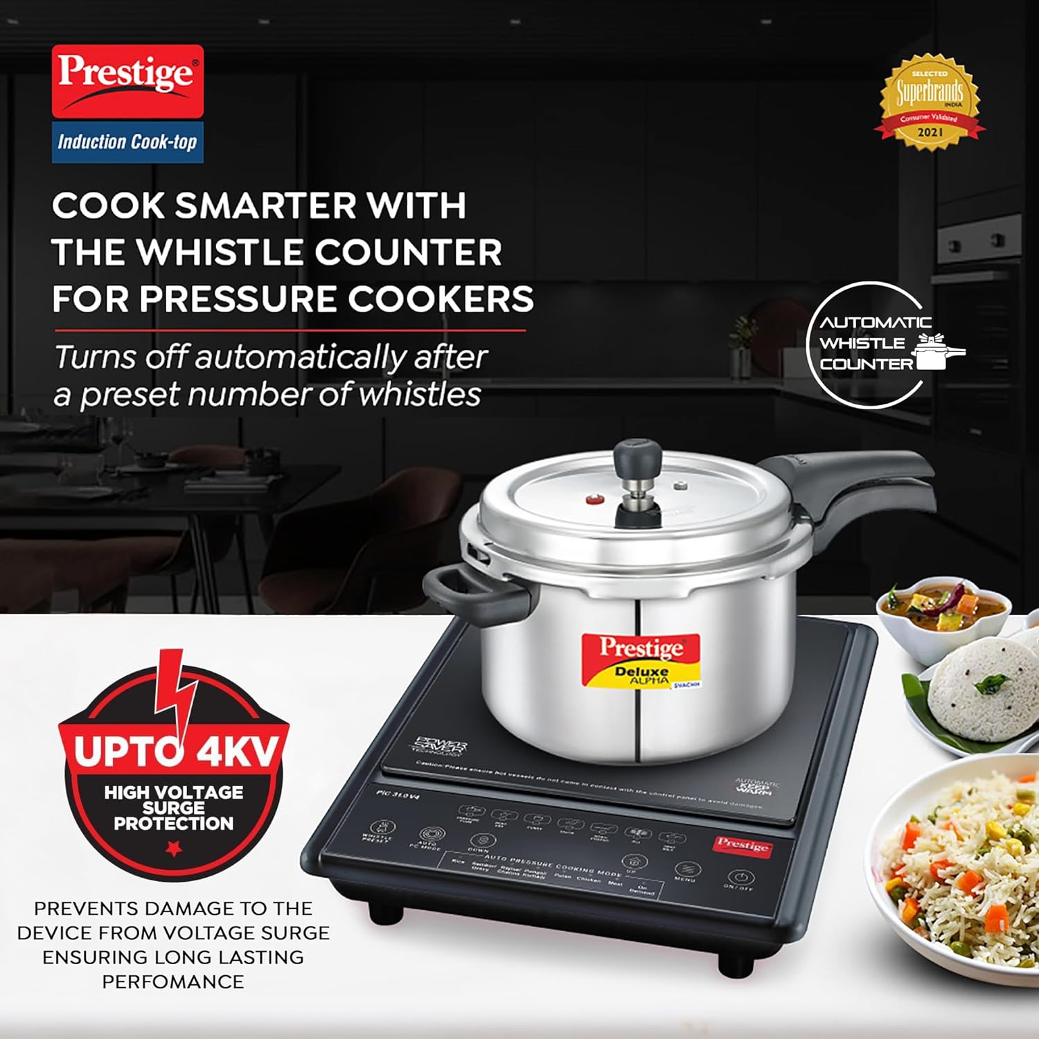 Prestige PIC 31.0 V4 2000W Induction Cook-Top(Black, Automatic Whistle Counter, Power Saving Technology) - Image 2