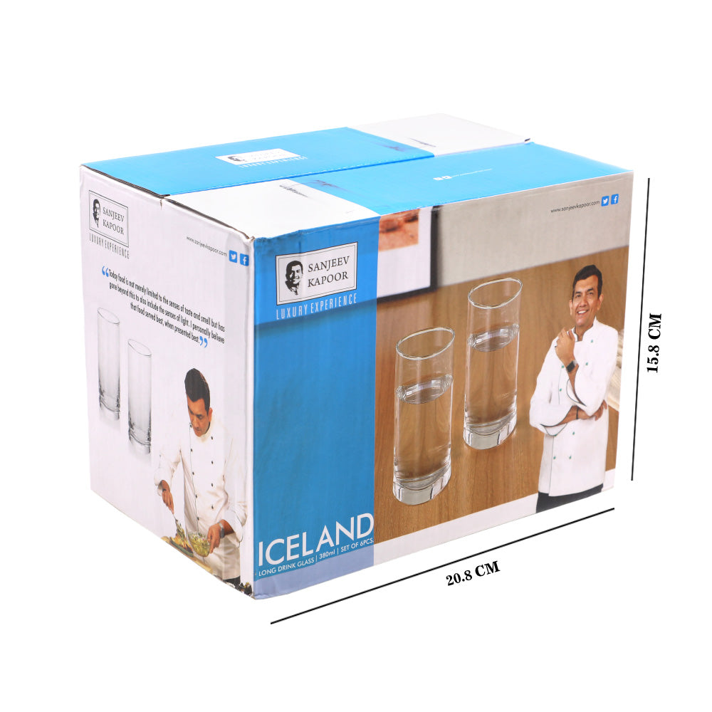 Sanjeev Kapoor - Iceland Long Drink Glass 380 ML Set of 6 Pcs - Image 2