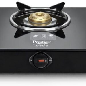 Prestige Efficia LP Open Gas Stove with Powder-Coated Body, Glass Top & 3 Brass Burners