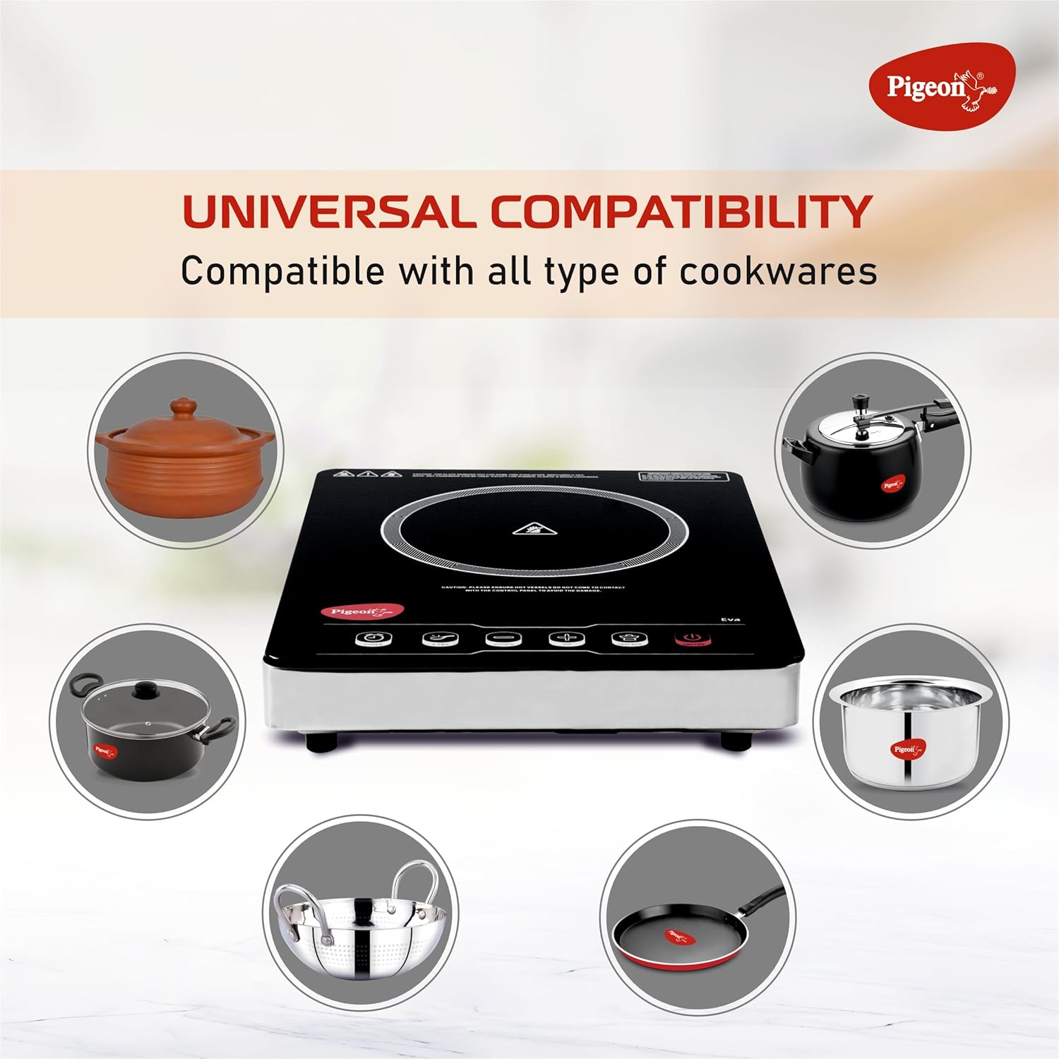 Pigeon by Stovekraft Infrared Cook & Grill 2000 Watts Induction Stove, Black | Universal Cookware compatibility | Advanced timer control | Auto shut - off | Tandoor Grill | 2 Yr Warranty - Image 2